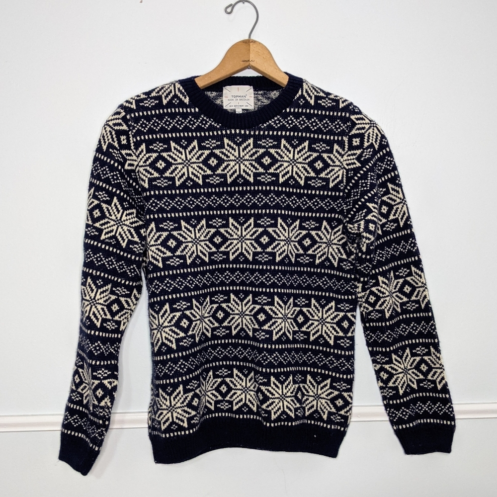 Topman EUC Medium Navy Fair Isle Sweater EUC S